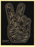 Peace Fingers (Gold) - 3\" x 4\"