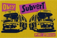 Obey Subvert (Gold Sparkle/Pink) - 3.5" x 5.25"